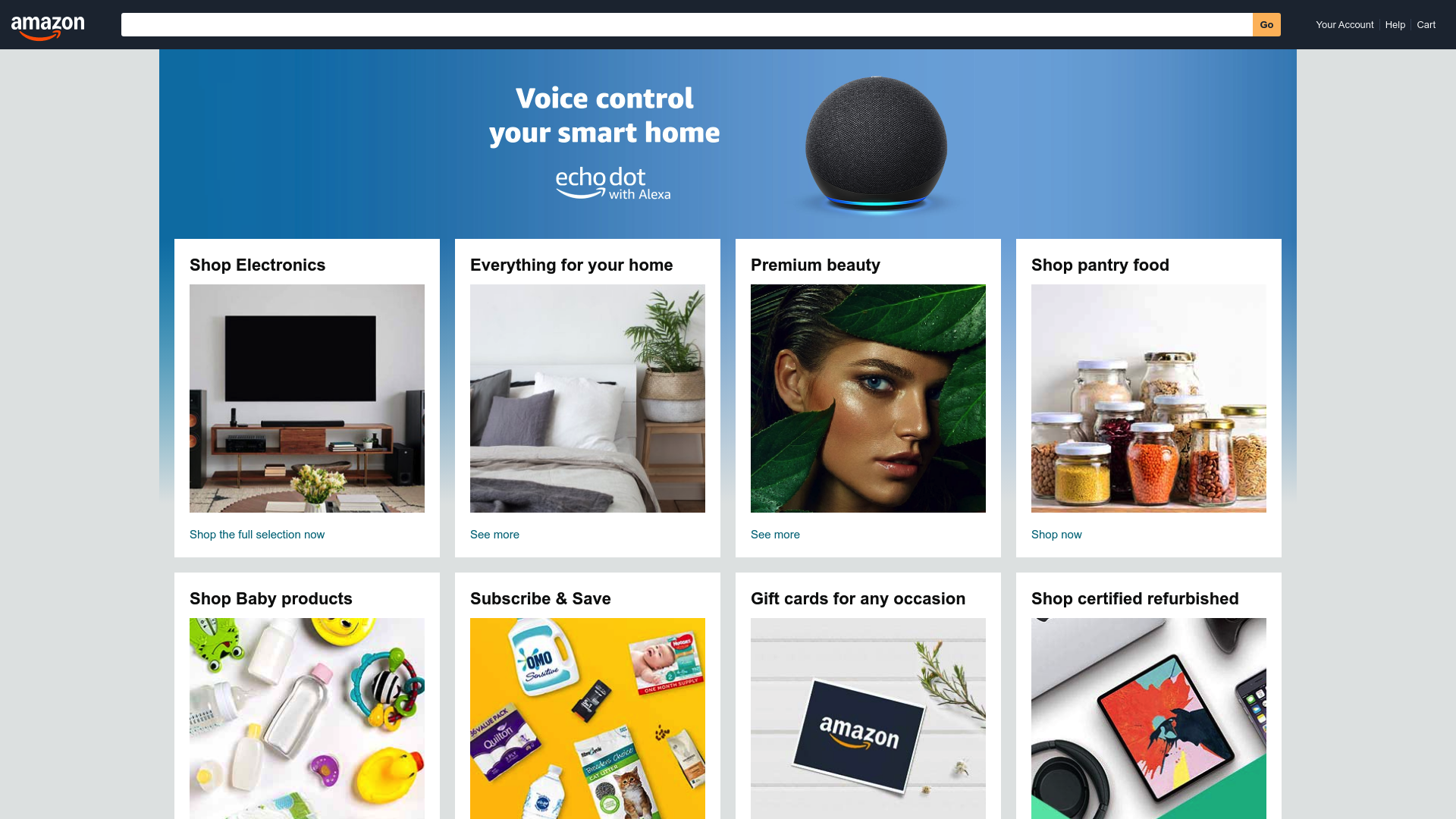 A screenshot of the Amazon Devices page, showing why Echo and Ring are an Amazon product must have for mom.