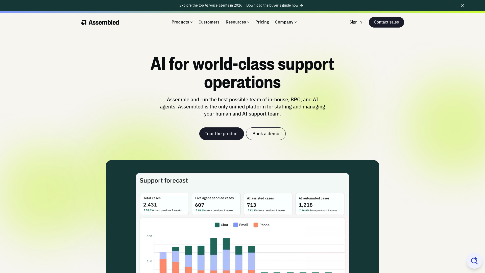 Interfaz de la plataforma de gestión de la fuerza laboral y la IA de Assembled