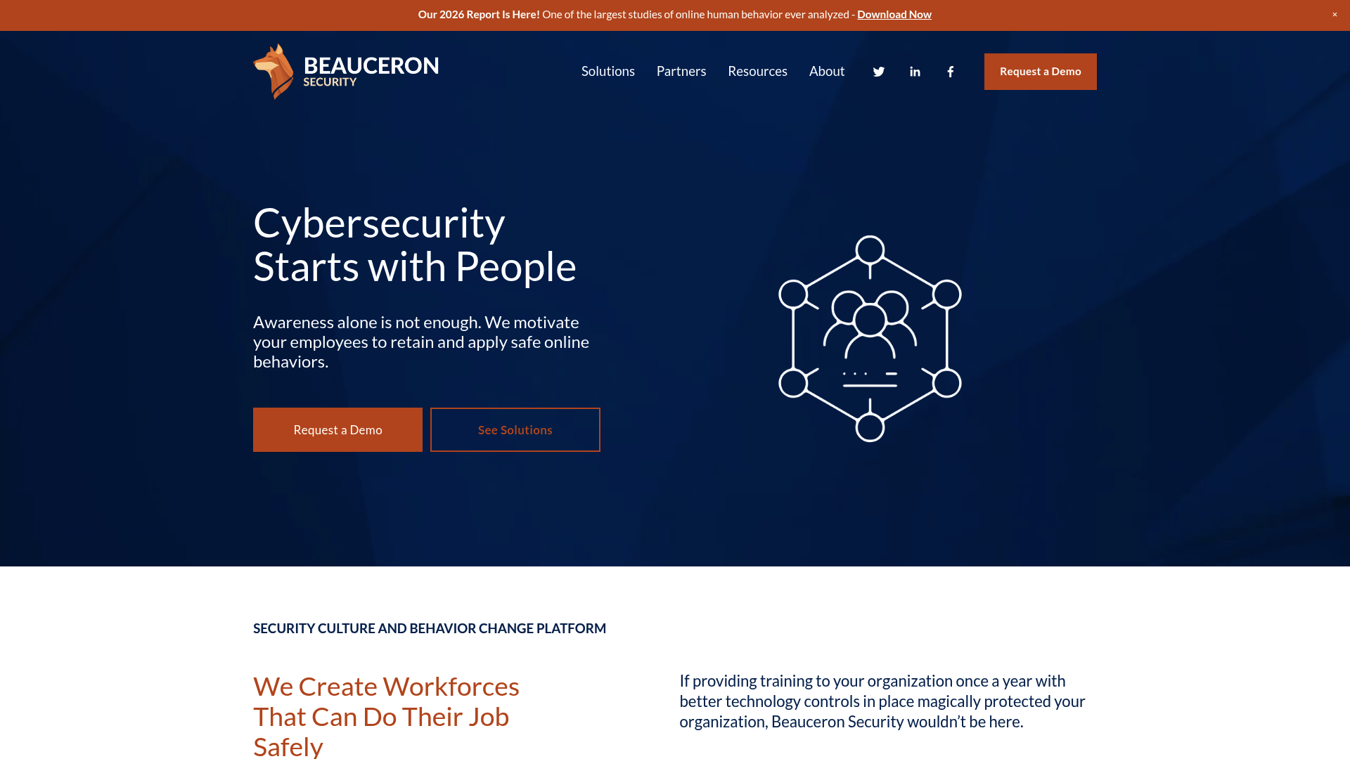 A screenshot of Beauceron Security's landing page.