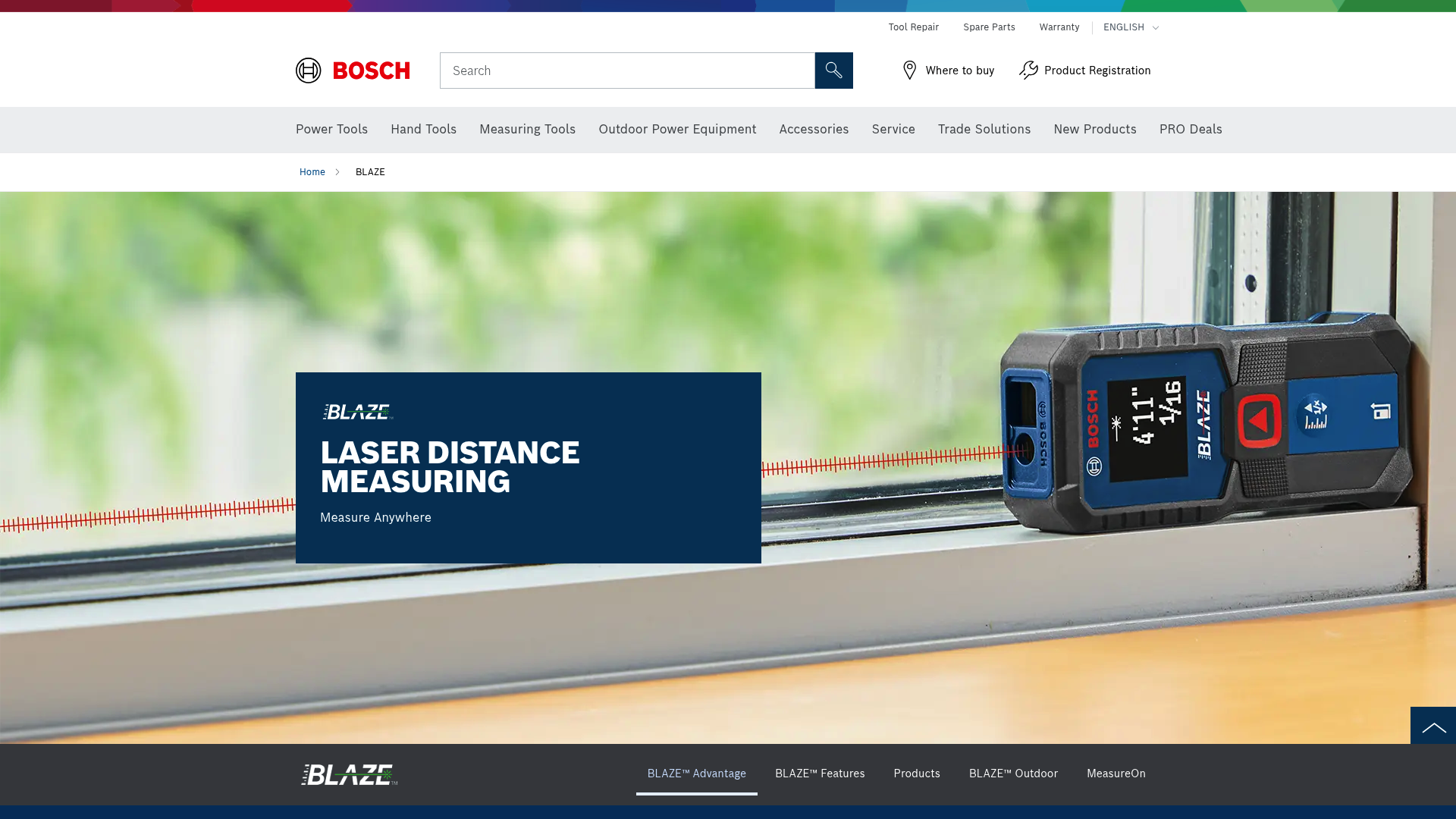 Bosch BLAZE laser measurer product lineup for precise measurements
