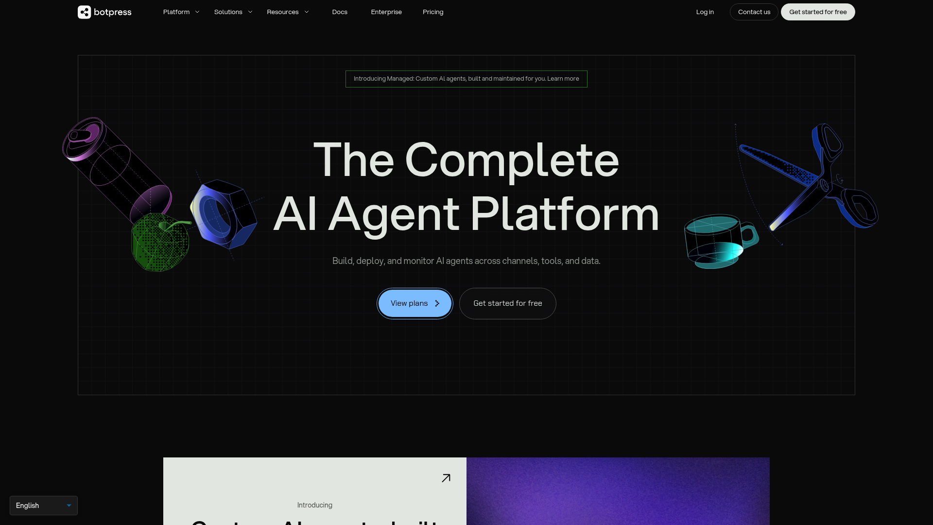 Página de destino do Botpress