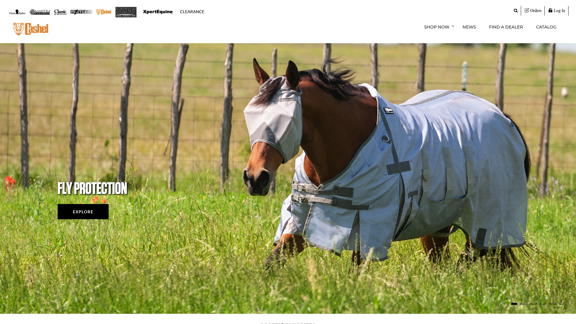 A screenshot of the Cashel Crusader® long nose fly mask product page, a durable option for UV protecting fly masks for horses.