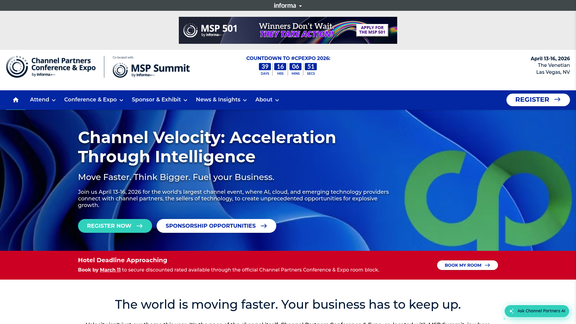 Channel Partners Conference website with MSP Summit track details