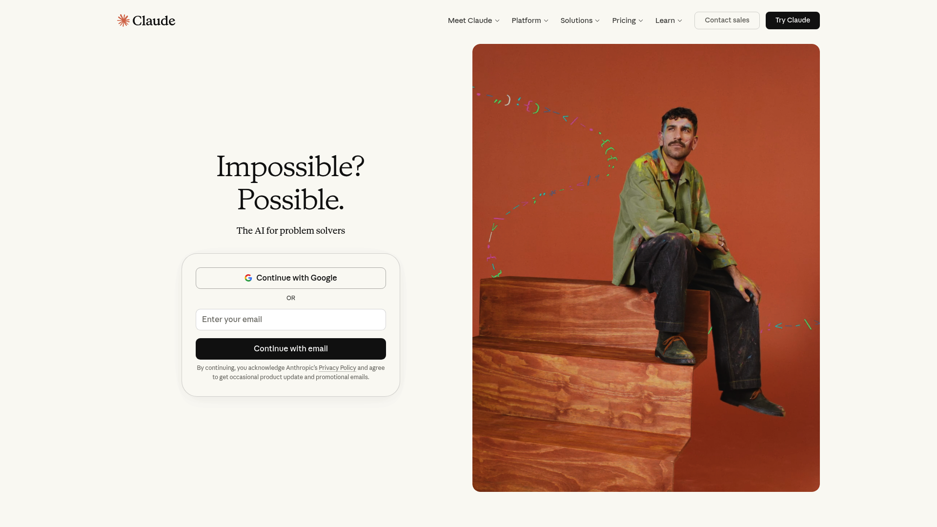 Interface da página de destino do Claude Cowork