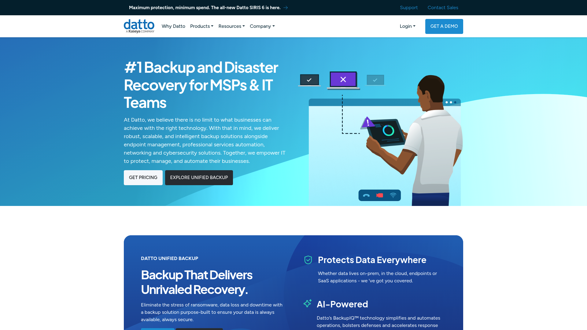 Datto RMM and PSA platform homepage