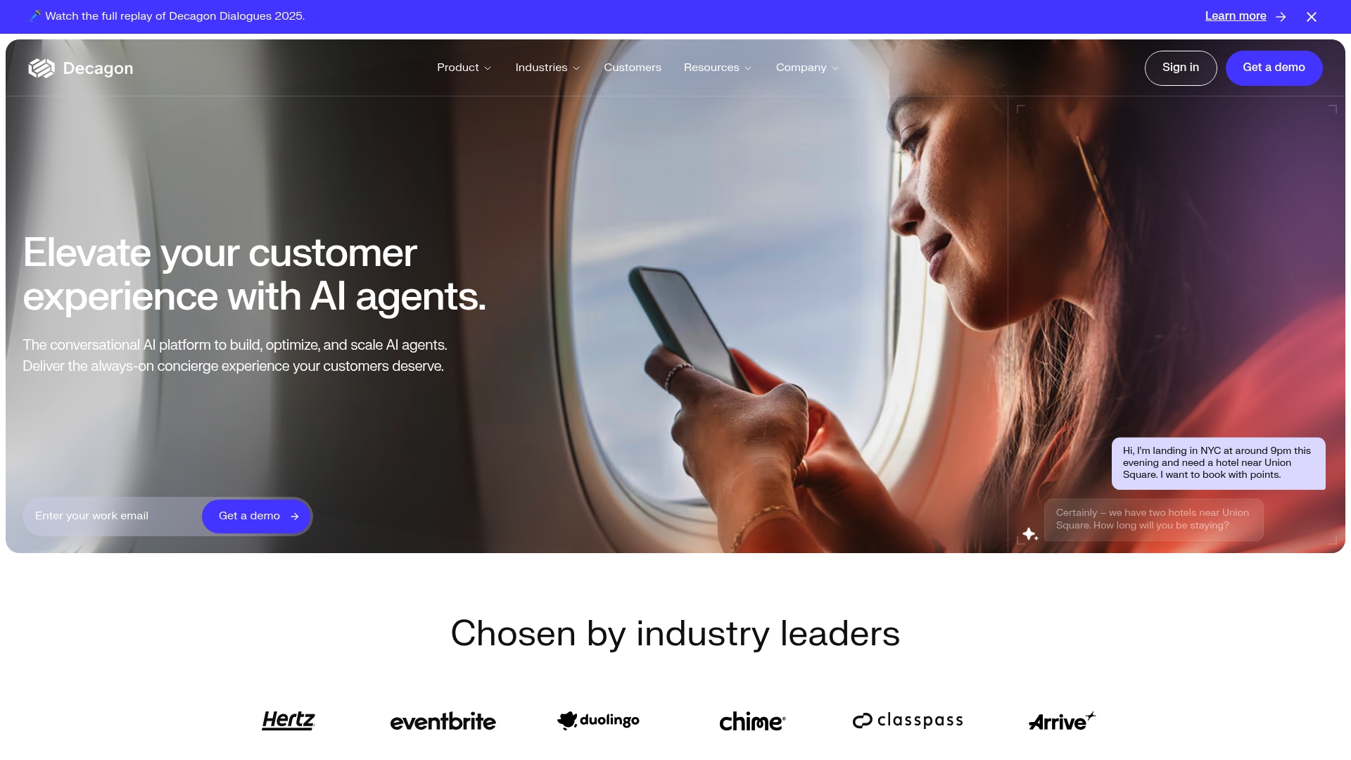 Decagon AI customer experience platform homepage