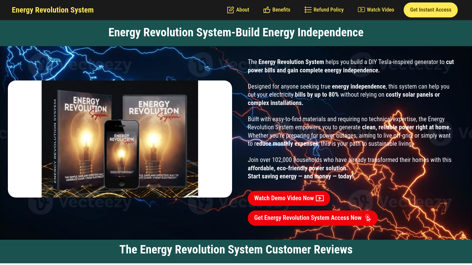 A screenshot of the official website for the Energy Revolution System guide.