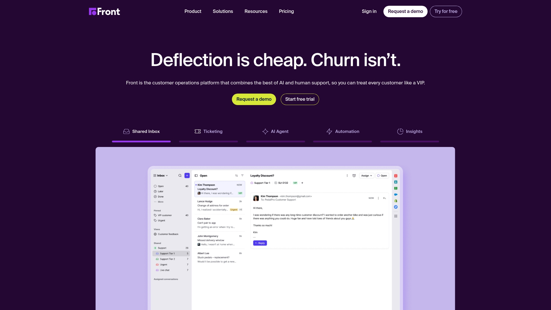 Front Landingpage mit gemeinsamer Posteingangs-Kollaborationsschnittstelle