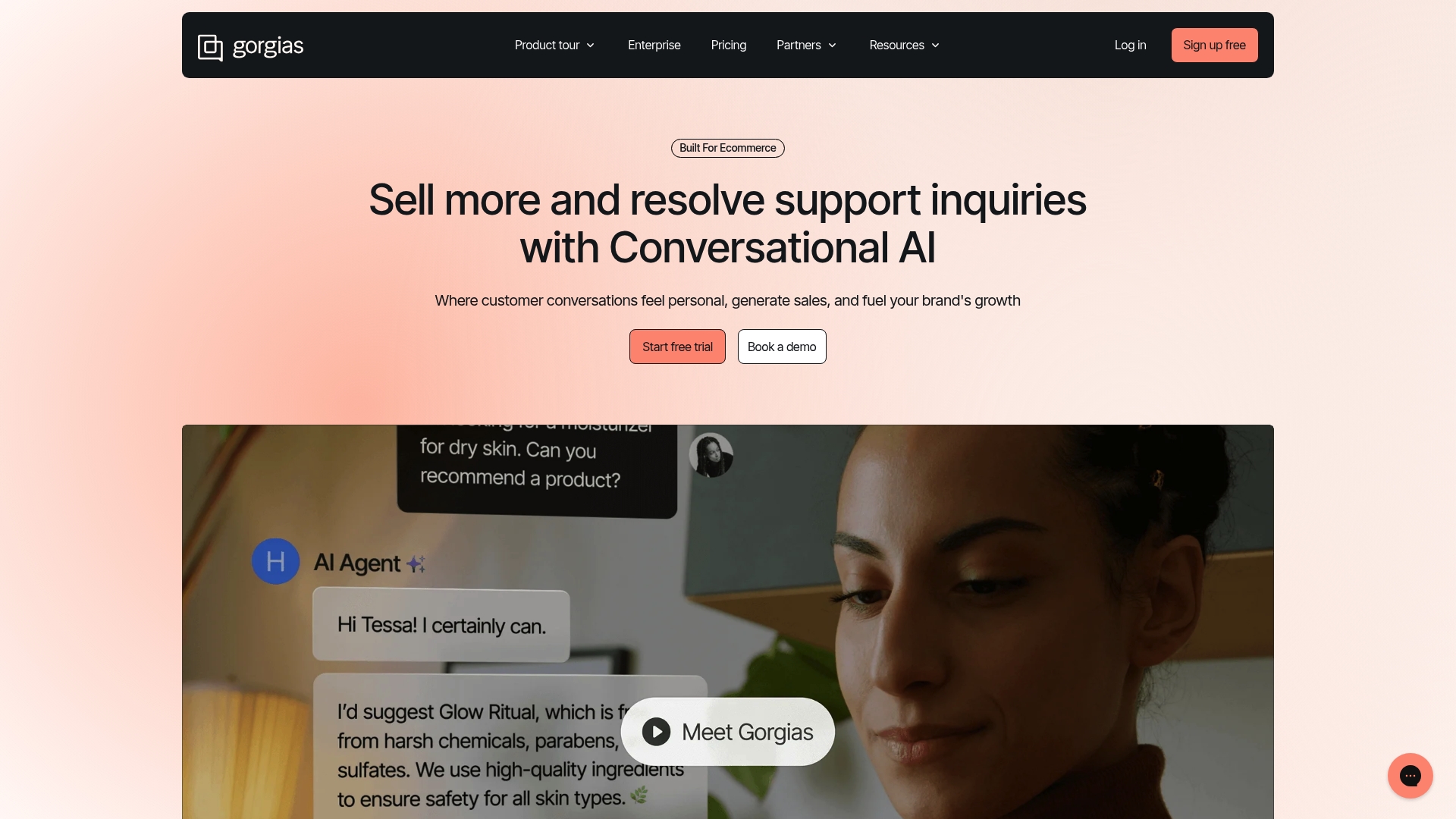 Interface da plataforma de help desk de comércio eletrônico Gorgias