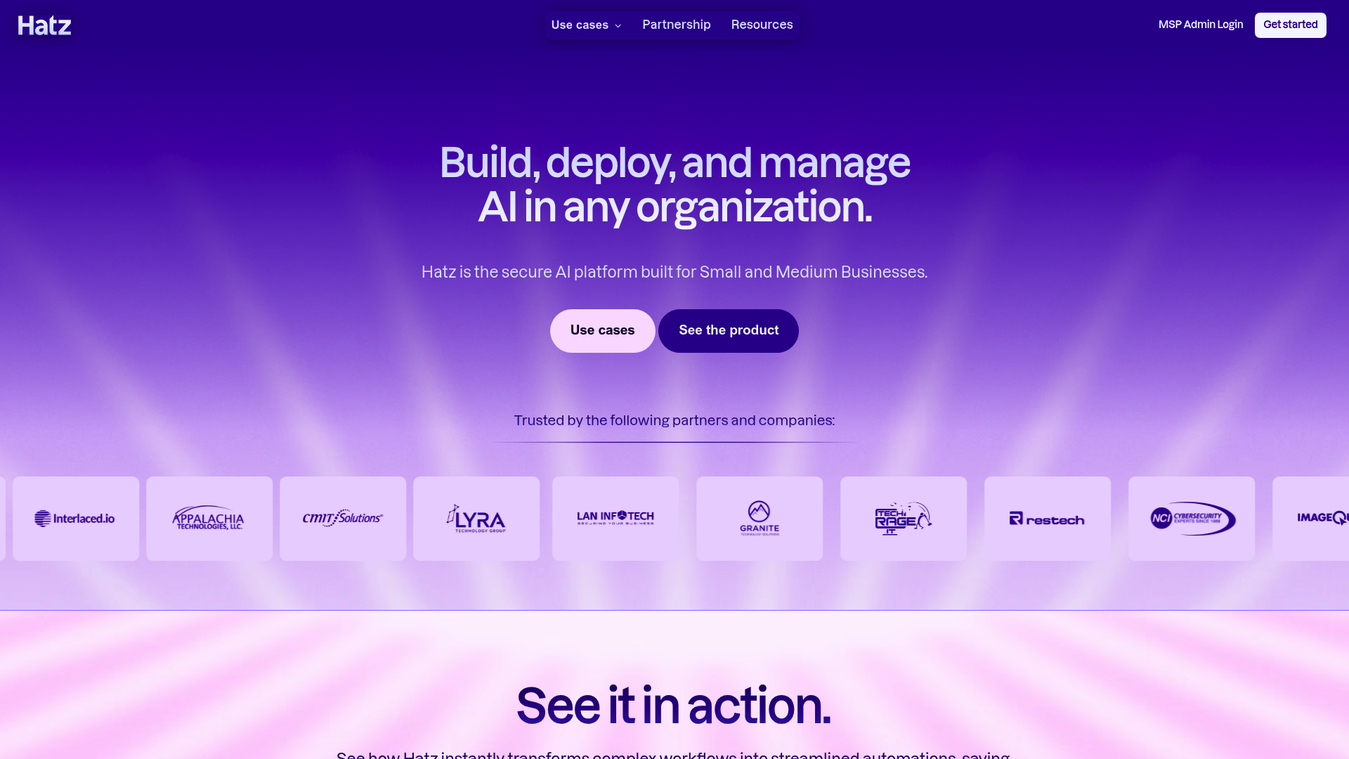 Hatz AI landing page
