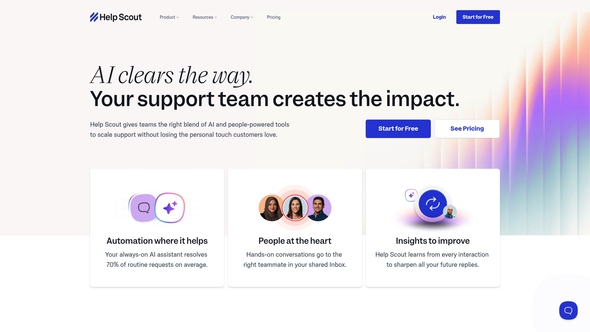 使いやすいヘルプデスクソフトウェア、Help Scoutのホームページのスクリーンショット。