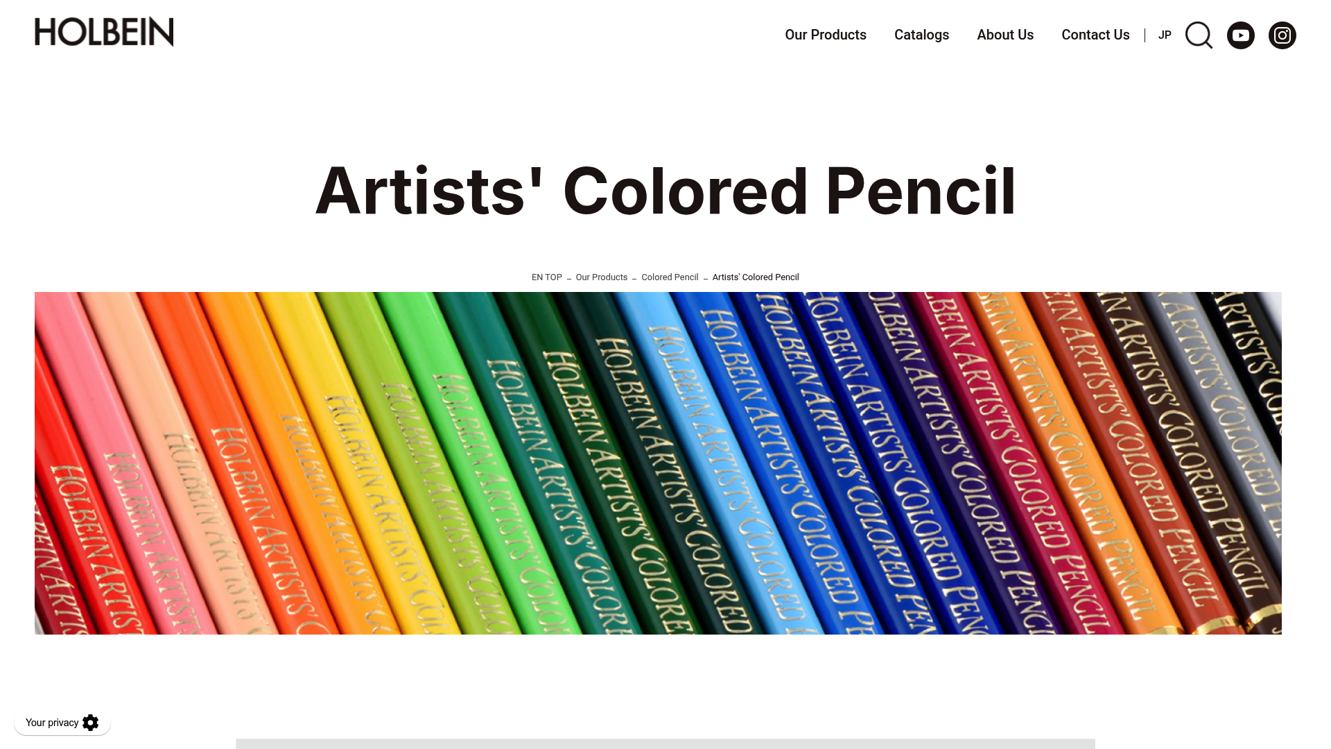 Holbein Artists' Colored Pencils official product page