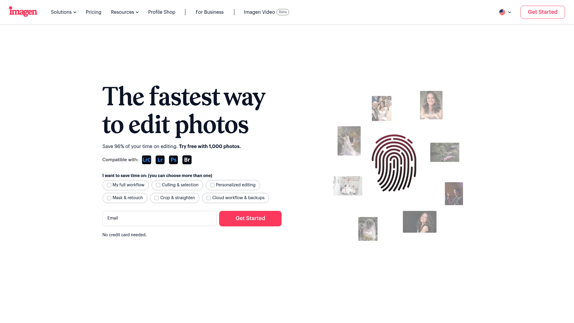 A screenshot of the Imagen AI website, a tool used by professional photographers to enhance their workflow.