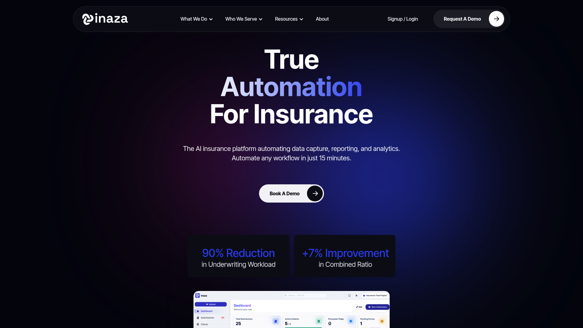Une capture d'écran de la page d'accueil d'Inaza.