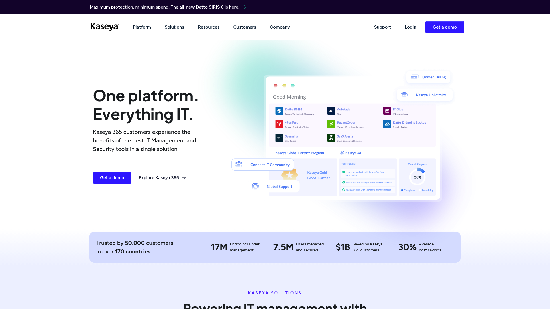 Kaseya Connect conference website with training and certification details