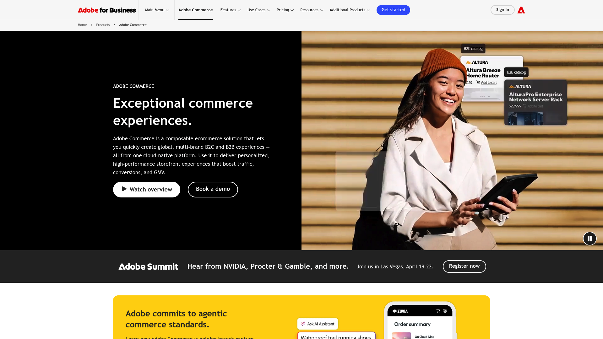 Página de inicio de Magento