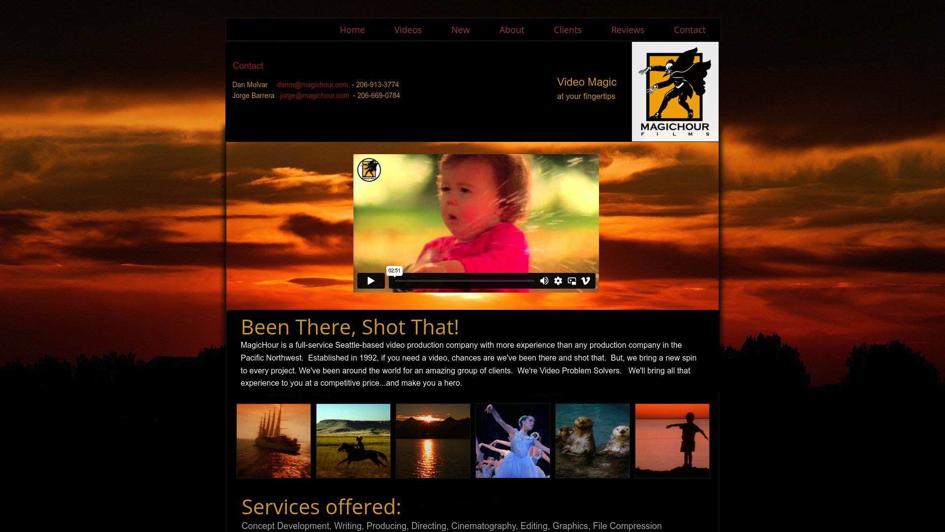 Una captura de pantalla de la página de inicio de Magic Hour.