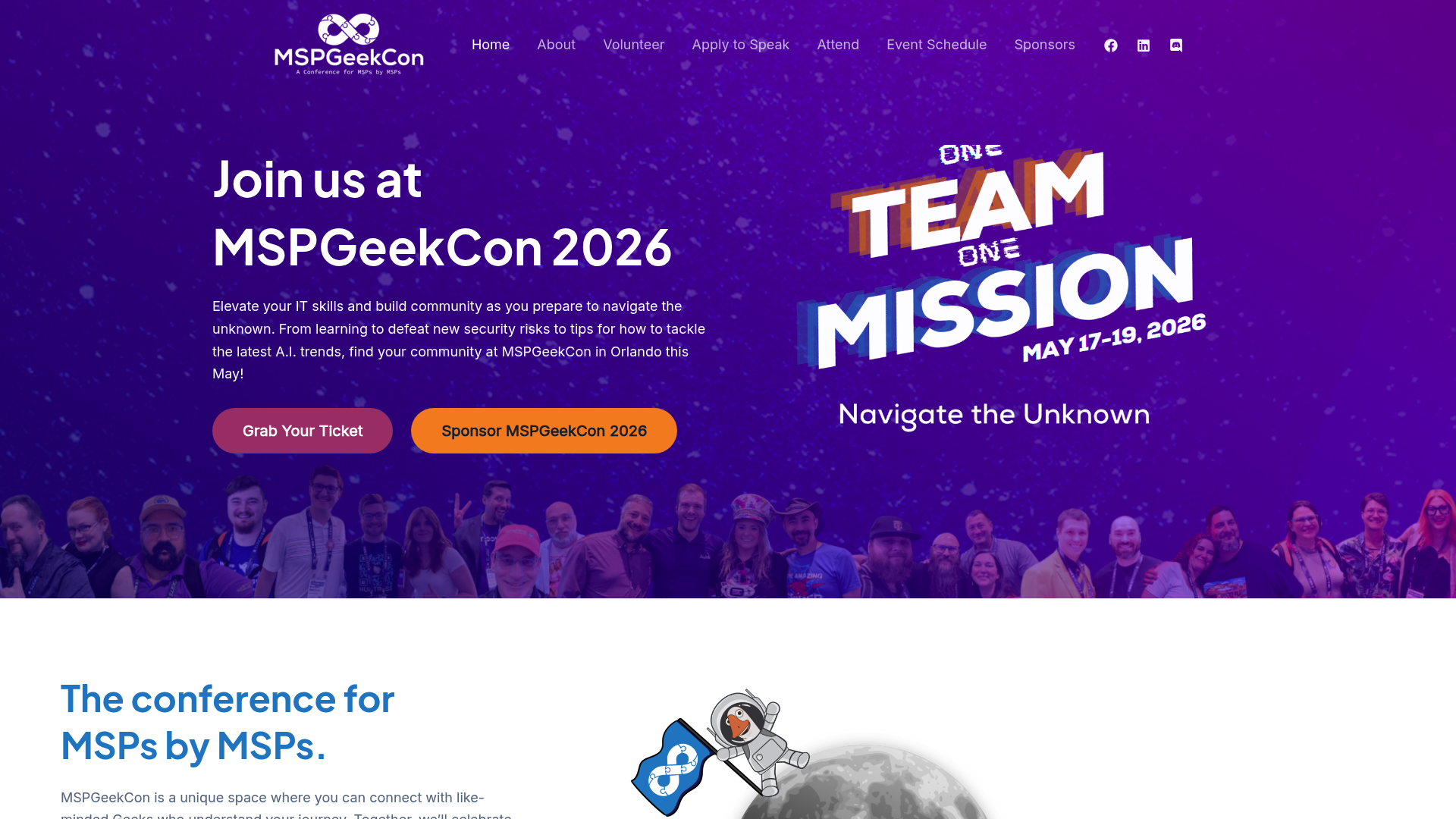 MSPGeekCon community-driven conference website with session tracks