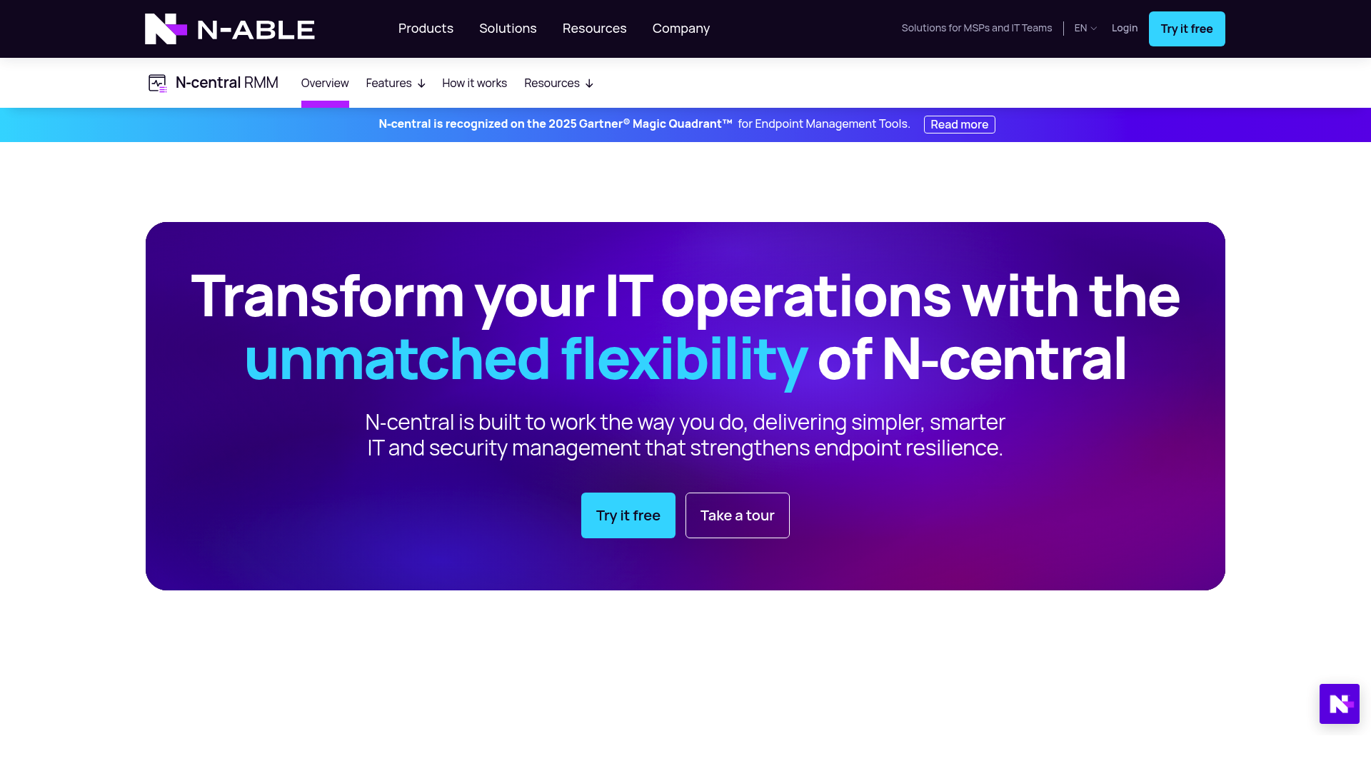 N-able N-central enterprise RMM platform for complex environments