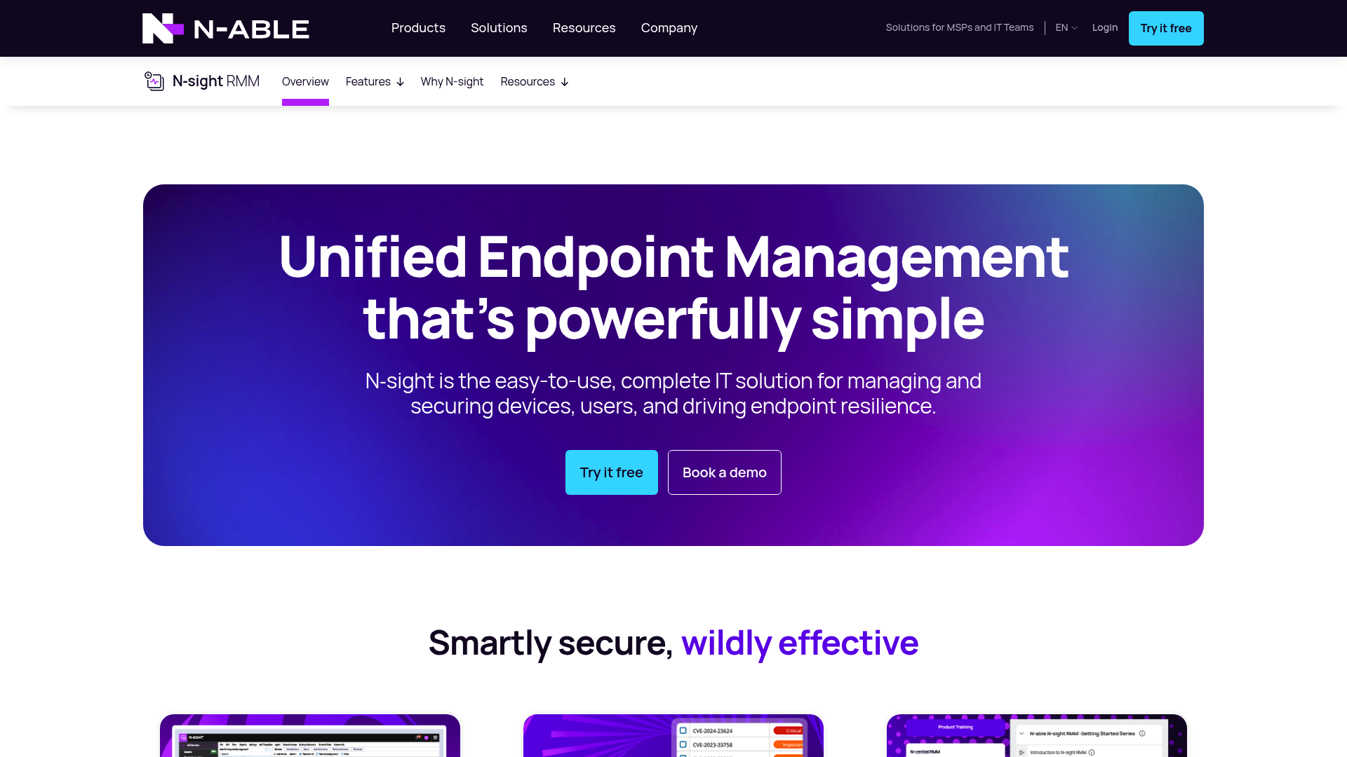 N-able N-sight RMM monitoring dashboard for small IT teams