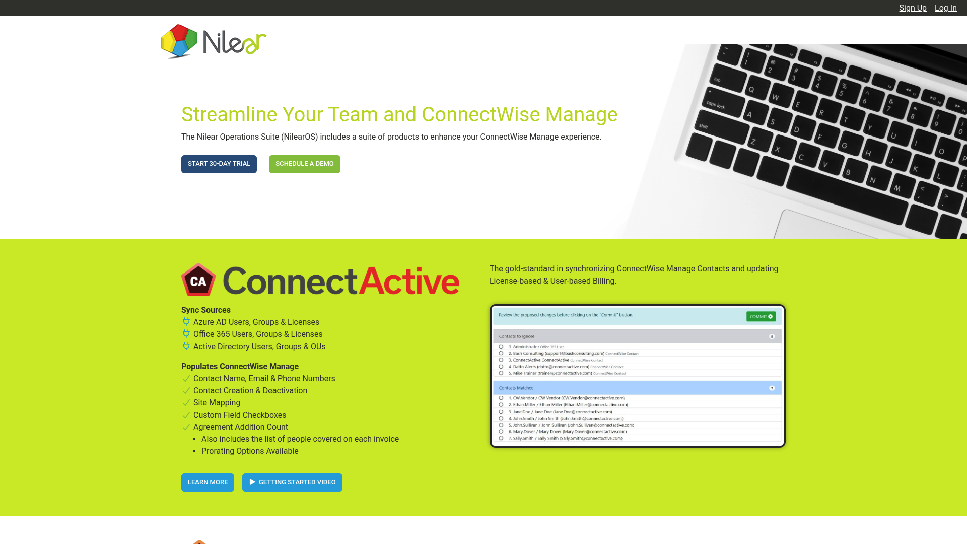 A screenshot of NilearOS's landing page.