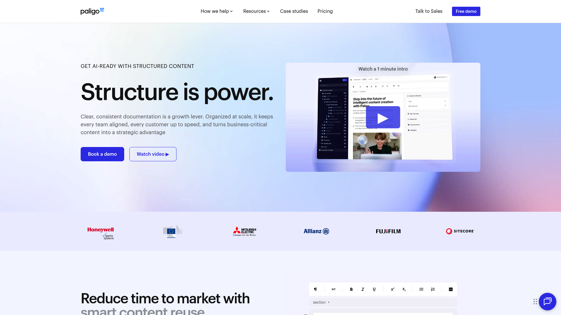 Uma captura de tela da página inicial do Paligo.