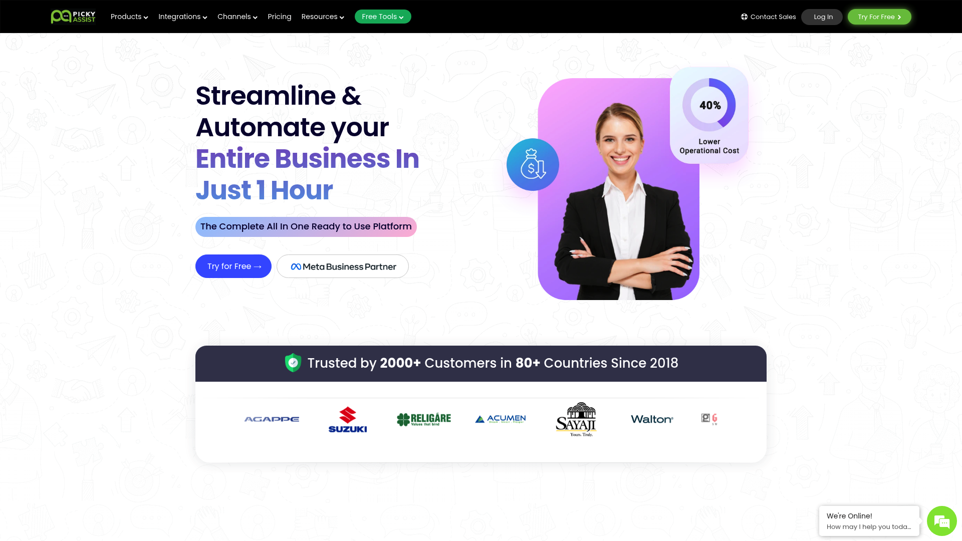 Picky Assist landing page for WhatsApp Business API automation