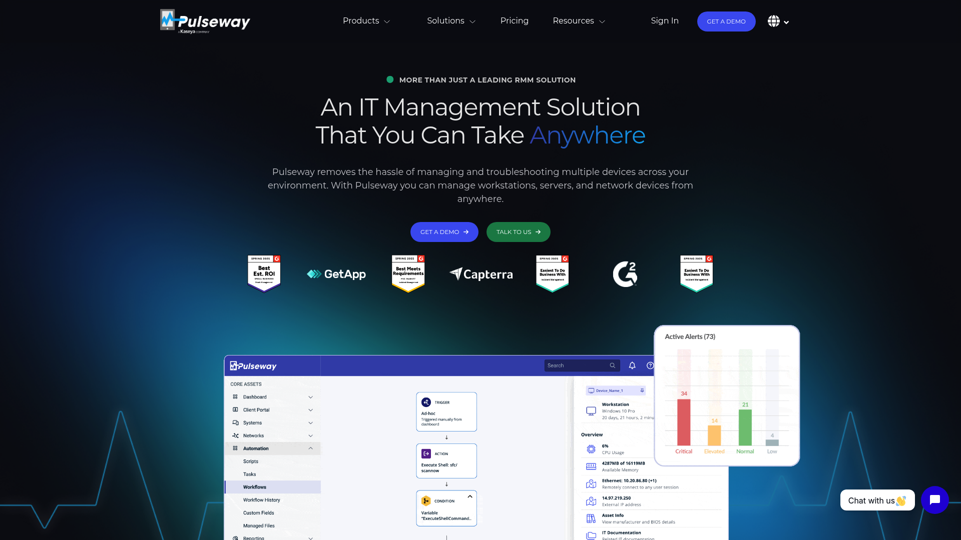 Pulseway mobile-first RMM platform for technicians with full remediation app