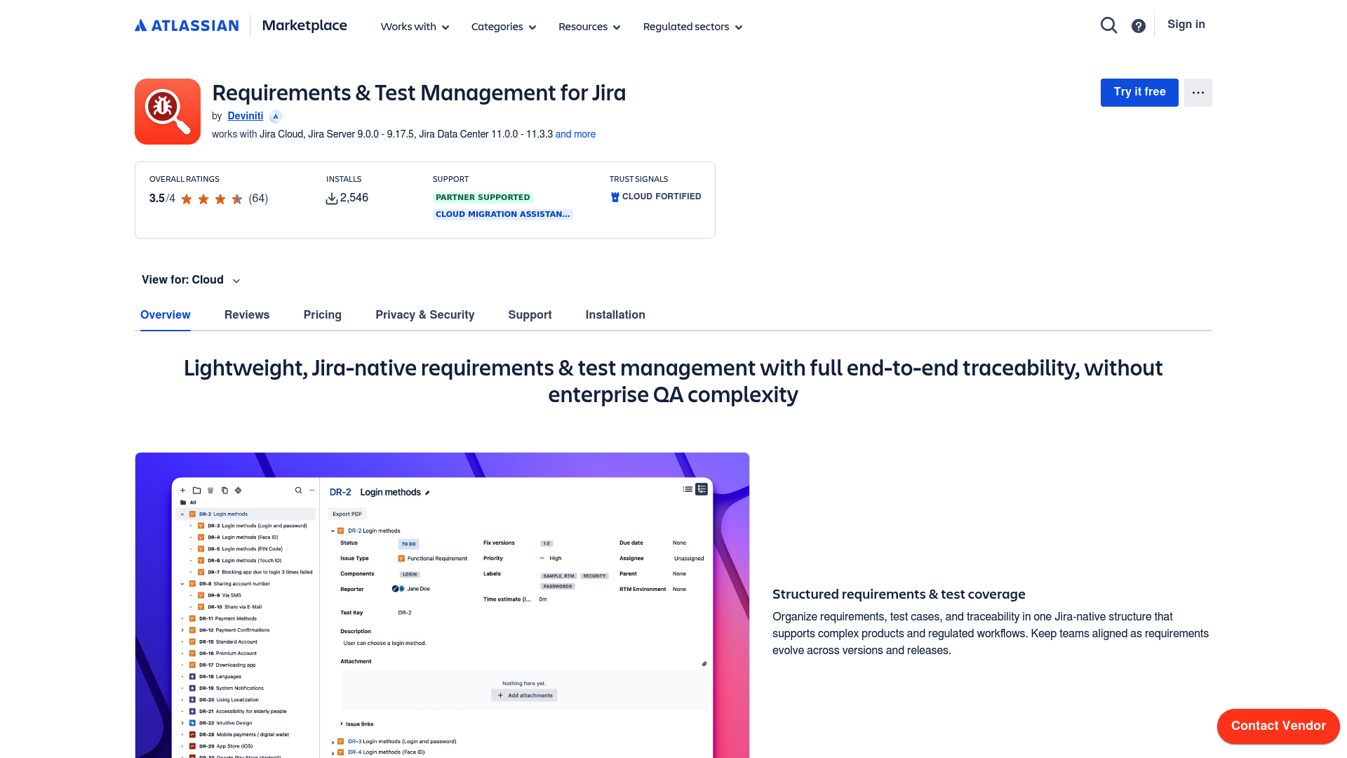 Listado de RTM en el Marketplace que muestra las funciones de generación de casos de prueba de IA