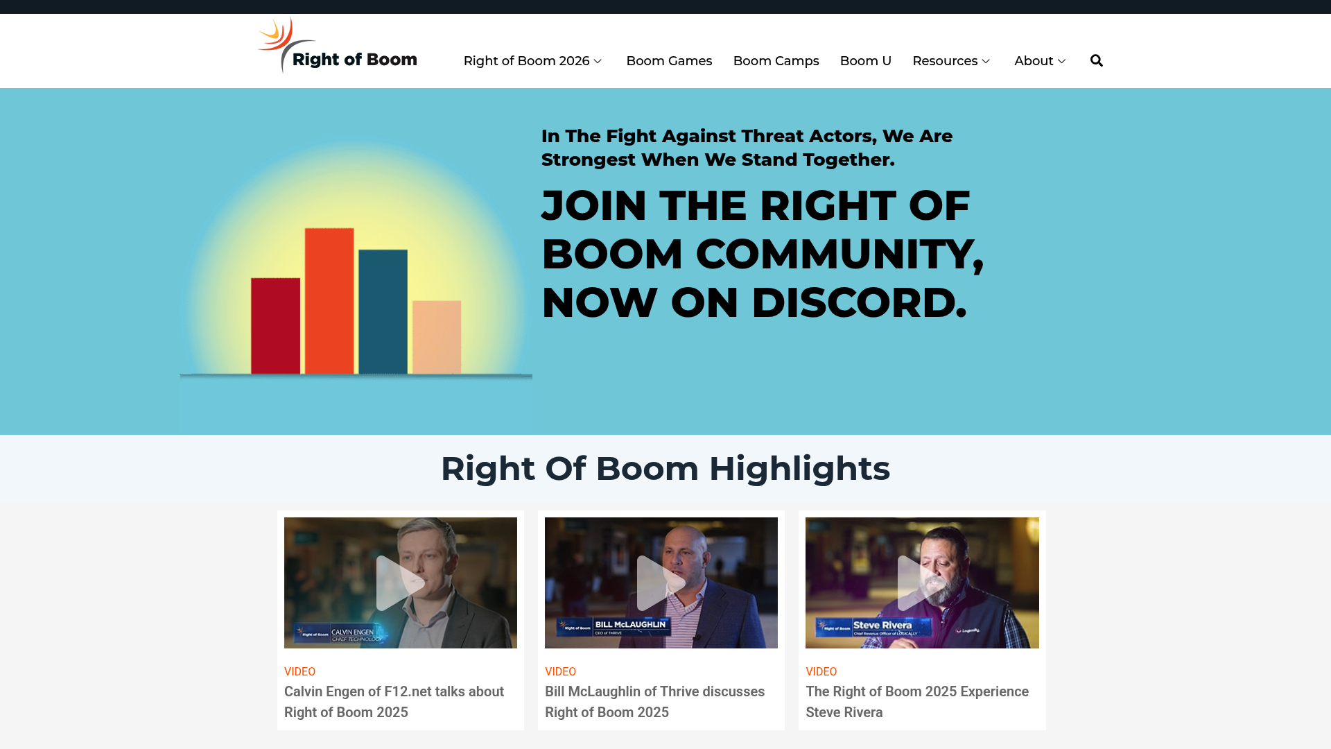 Right of Boom conference website with event details and registration