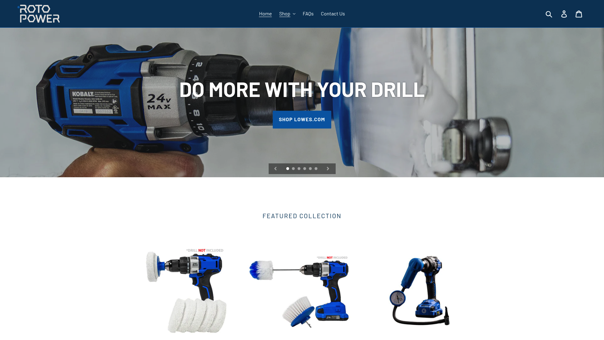 RotoProducts drill-powered cleaning attachments for outdoor scrubbing tasks