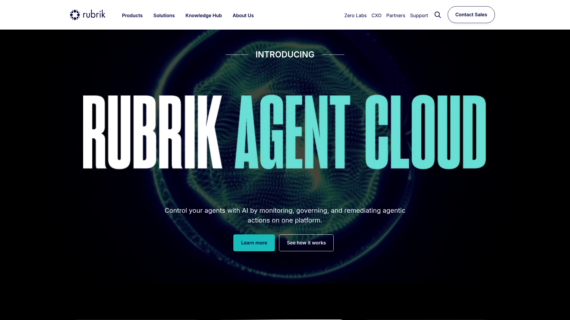 Rubrik landing page with security cloud features