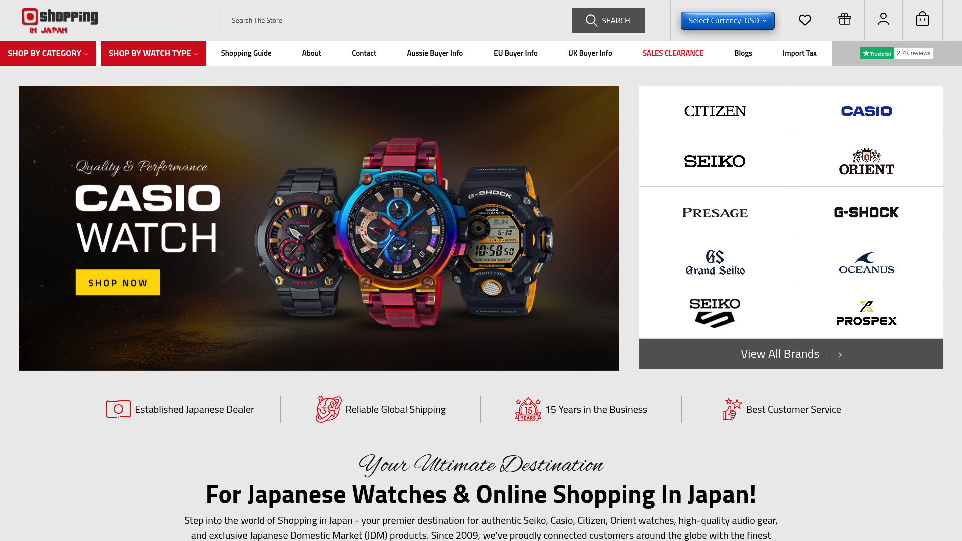 A screenshot of Shopping In Japan's landing page.