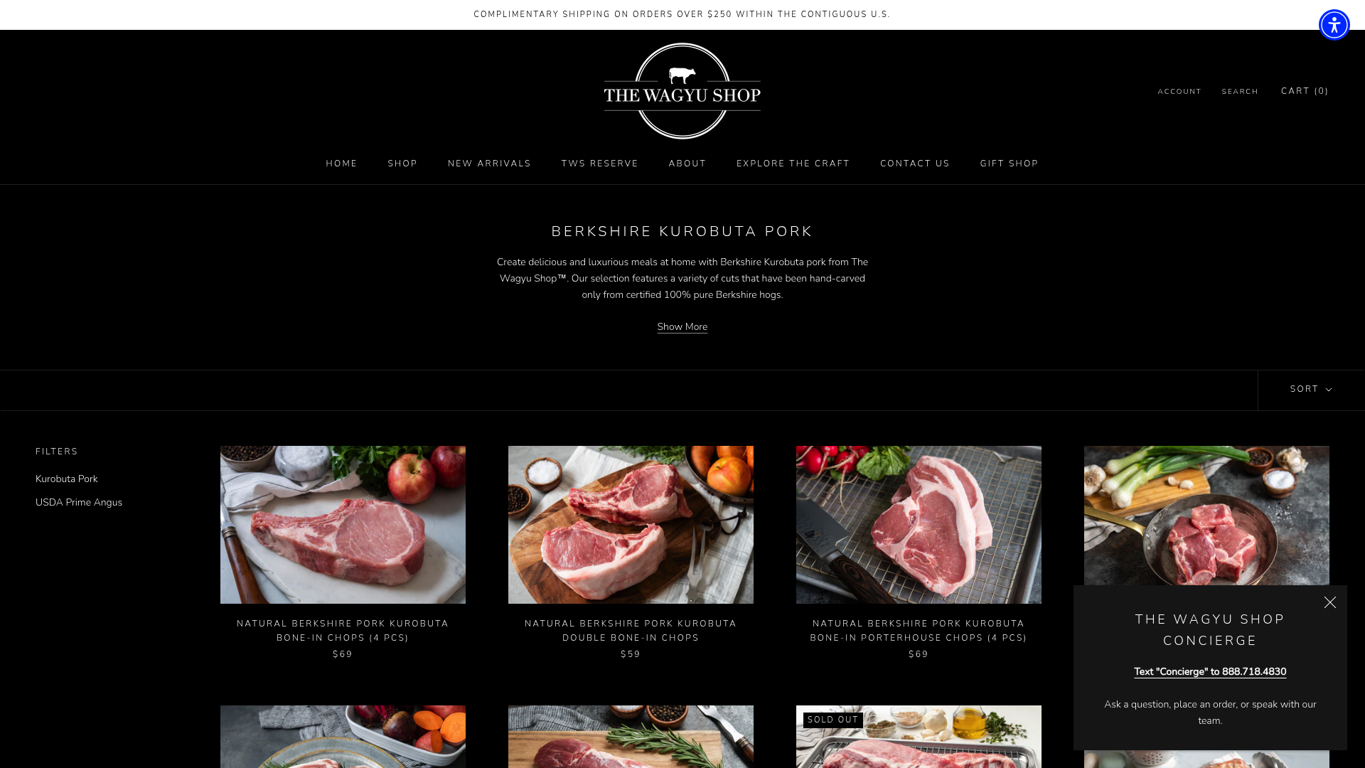 The Wagyu Shop landing page.
