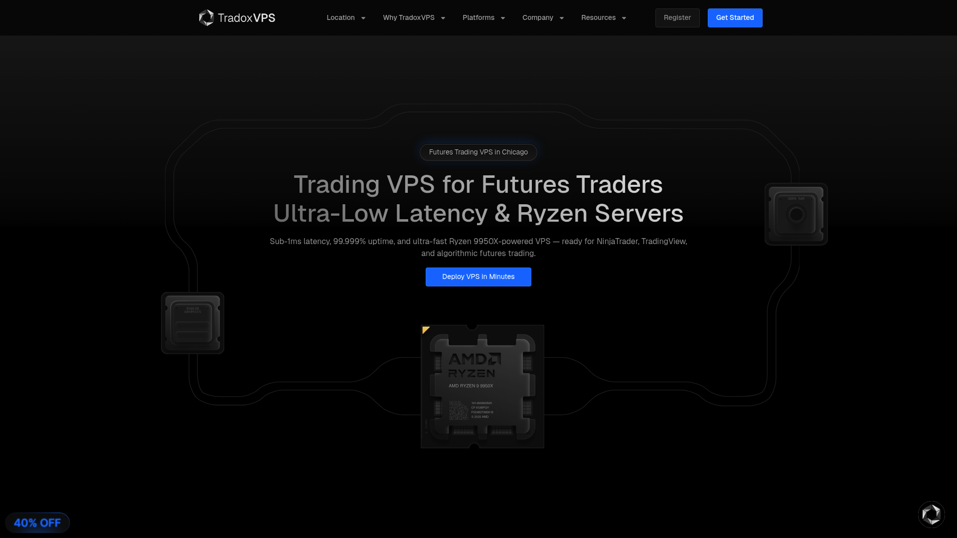 A professional view of the TradoxVPS website showing its high-performance trading VPS solutions.