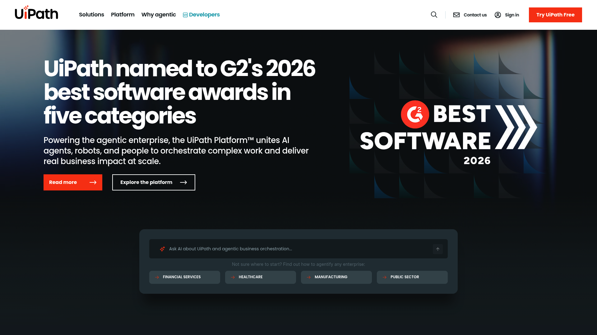 UiPath enterprise RPA platform for complex automation workflows