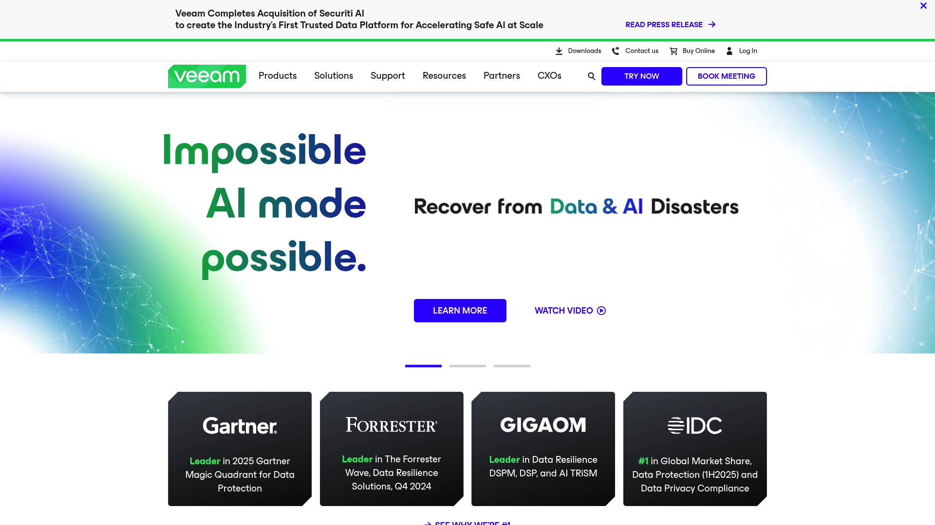 A screenshot of the Veeam Data Platform landing page, one of the best cloud backup and disaster recovery tools