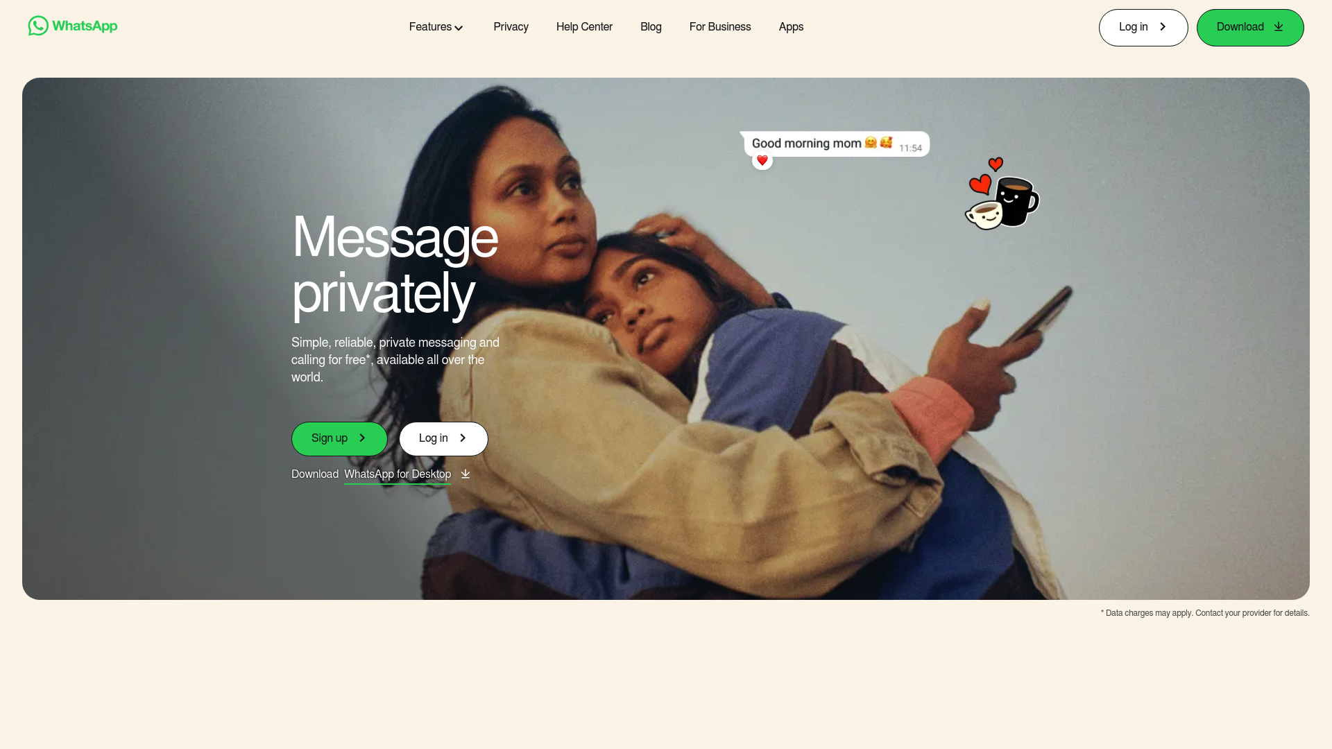 Página de inicio de la API de WhatsApp Business para la mensajería empresarial.
