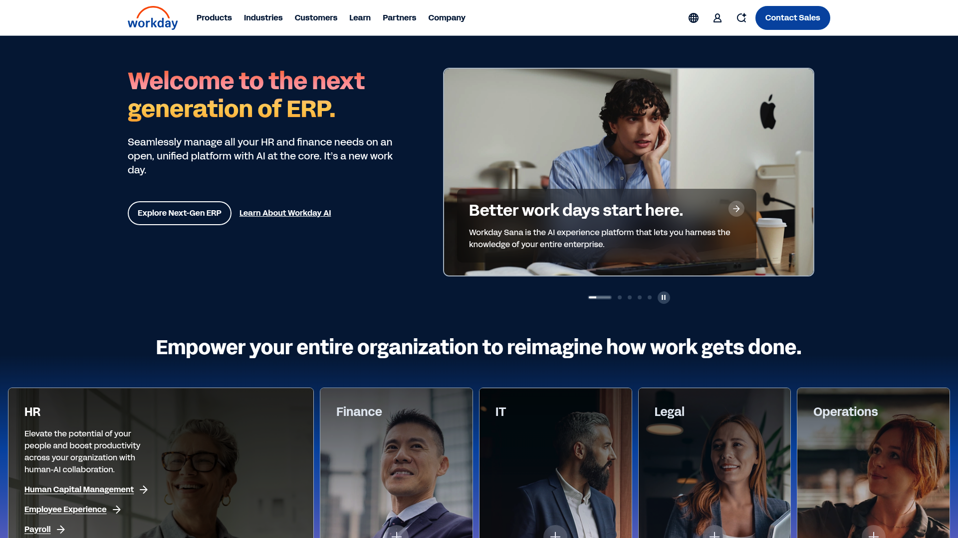 Page d'accueil de Workday