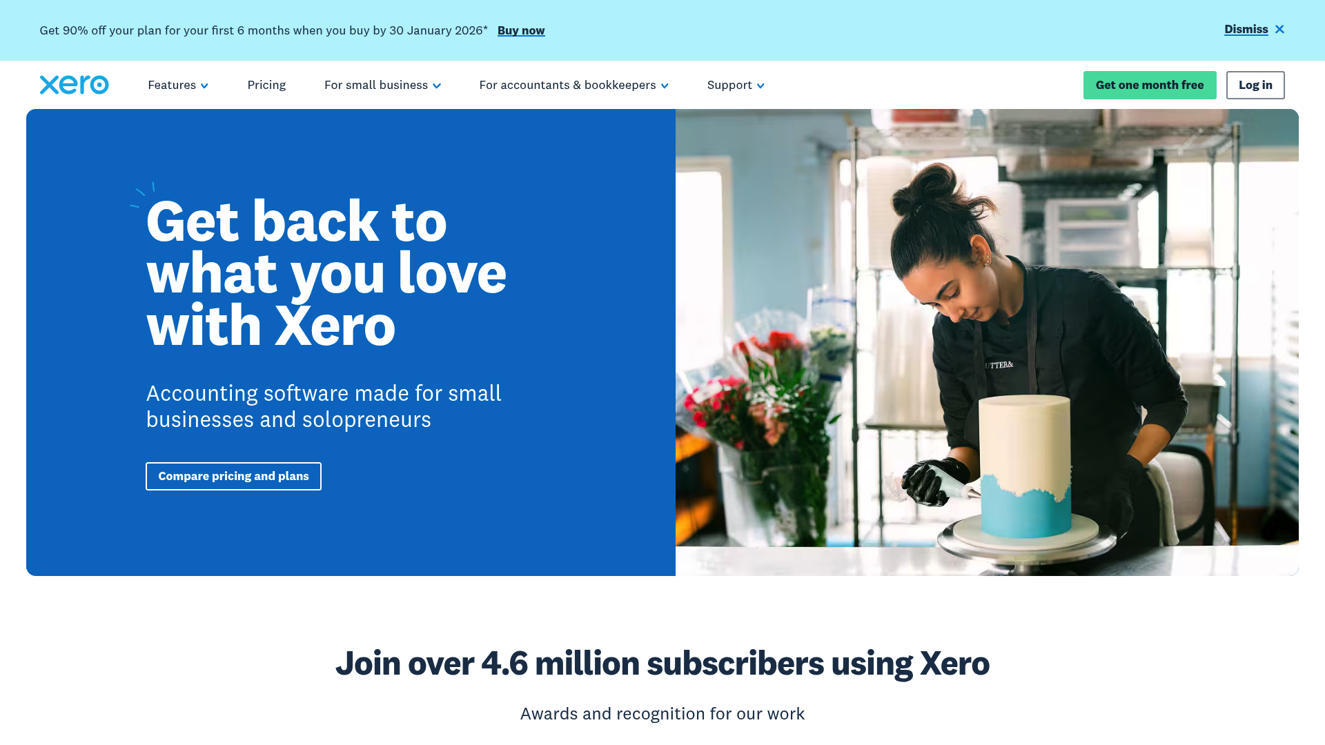 A screenshot of the main landing page for Xero, a popular choice for top small business accounting software.