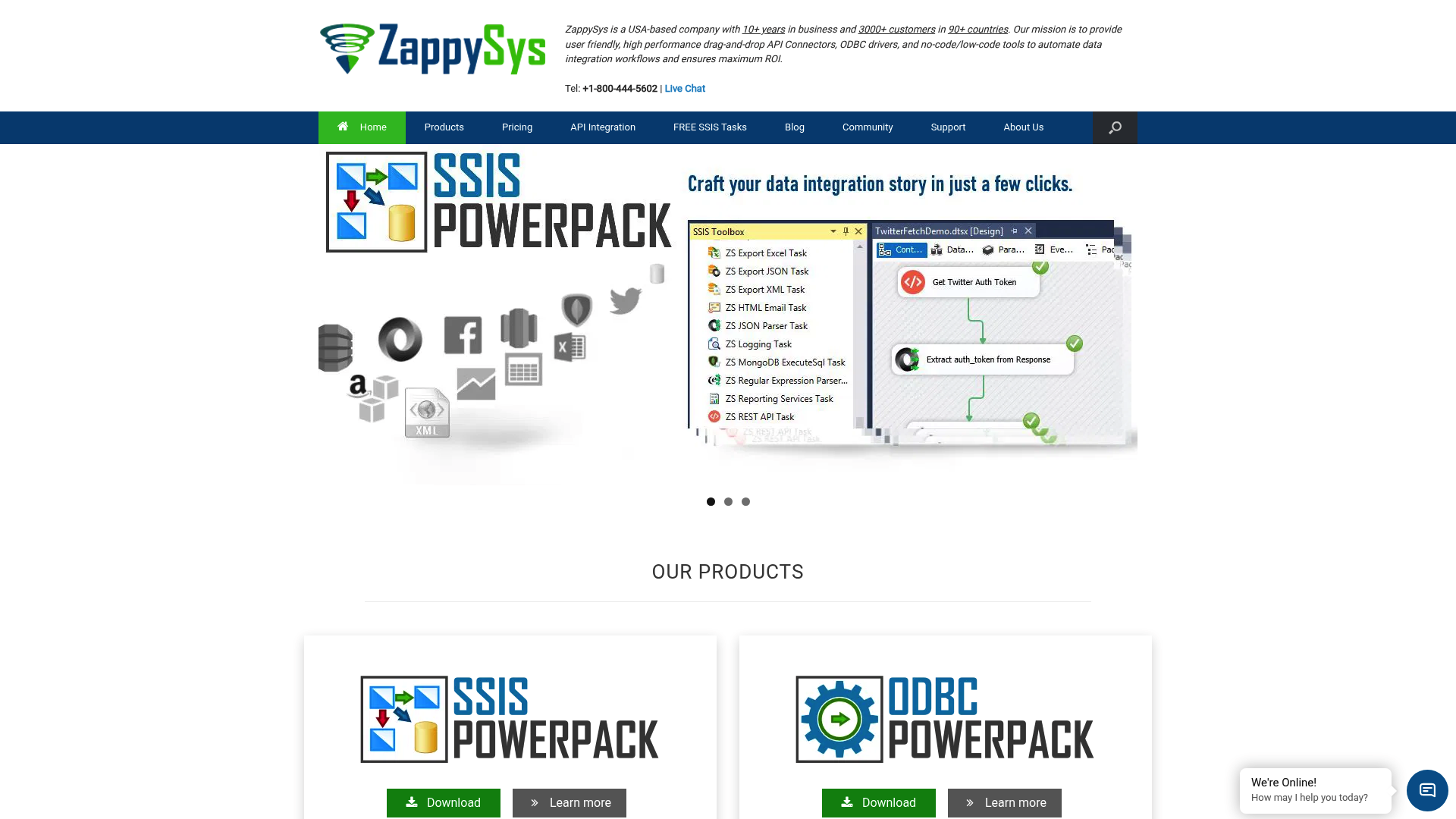 Página de producto de ZappySys ODBC PowerPack para la integración de Zendesk